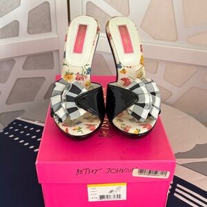 Betsey Johnson Black and White Striped Heels